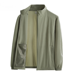 Ice Silk Sun Protection Clothing Summer Thin Breathable Middle-Aged and Elderly Dad Sports Outdoor Stand-Up Collar Jacket