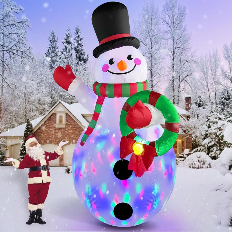 クロスボーダークリスマスパーティー装飾新しい大型クリエイティブかわいい漫画発光インフレータブル雪だるま人形装飾品|undefined