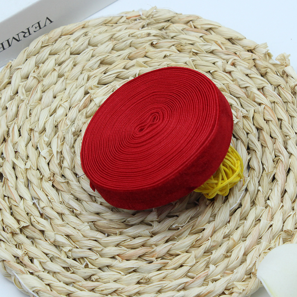 2cm unilateral banda de flocado ropa hecha a mano DIY accesorios, regalo de pastel embalaje de seda de terciopelo