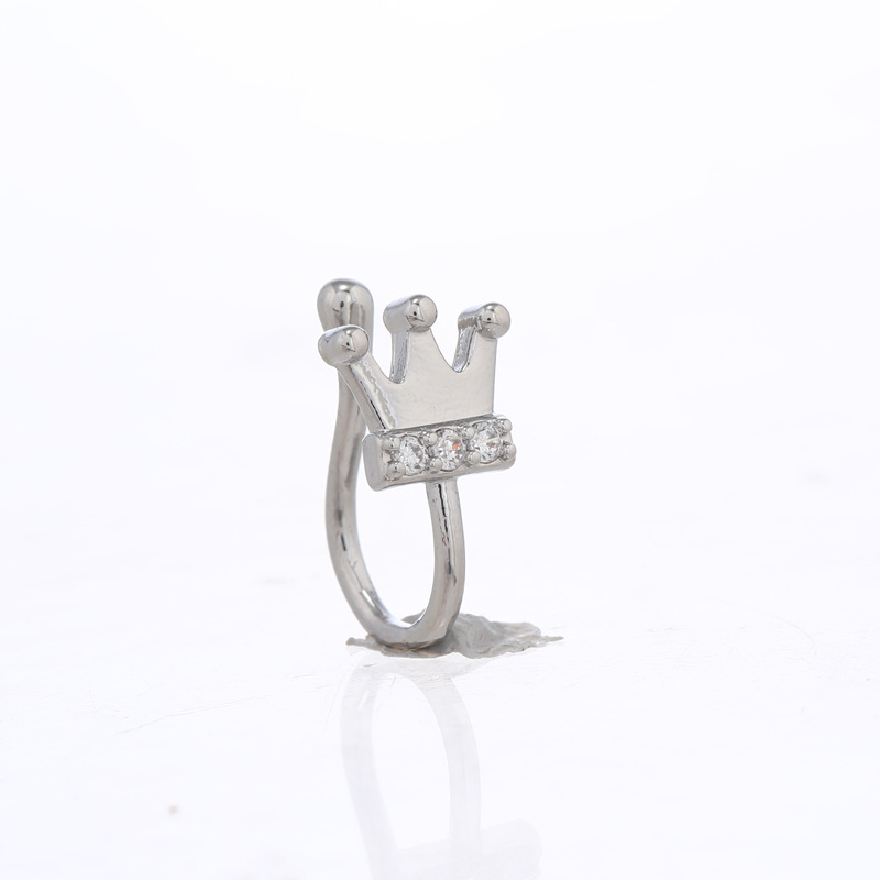 Fashion Moon Crown Alloy Inlay Zircon Nose Ring 1 Piece