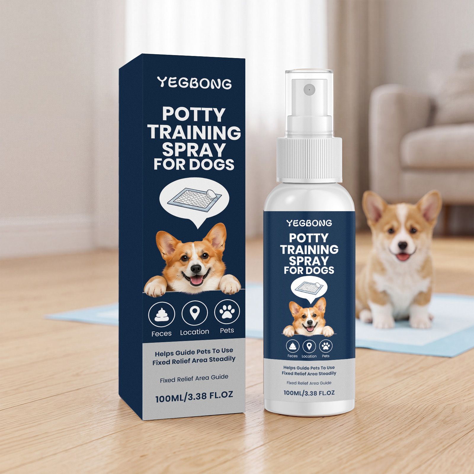 Yegbong Dog Toilet Training Spray Convenient Spray for Daily Training to Guide Puppies to Use the Toilet in a Designated Spot