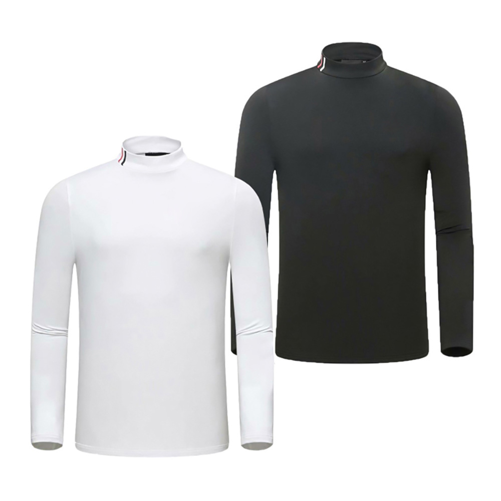 Autumn and Winter New Men's Tennis Wear Long-Sleeved Round Neck T-Shirt Fleece-Lined to Heattech and Comfortable Classy Elastic Sports Jersey
