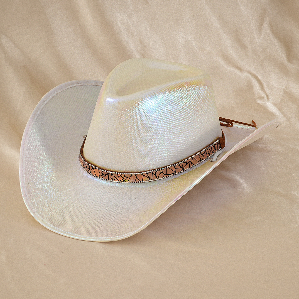 Unisex Damen Zylinder Silber Neon und andere funkelnde ovale Edelsteine Liuding Hut Party_voghion.com