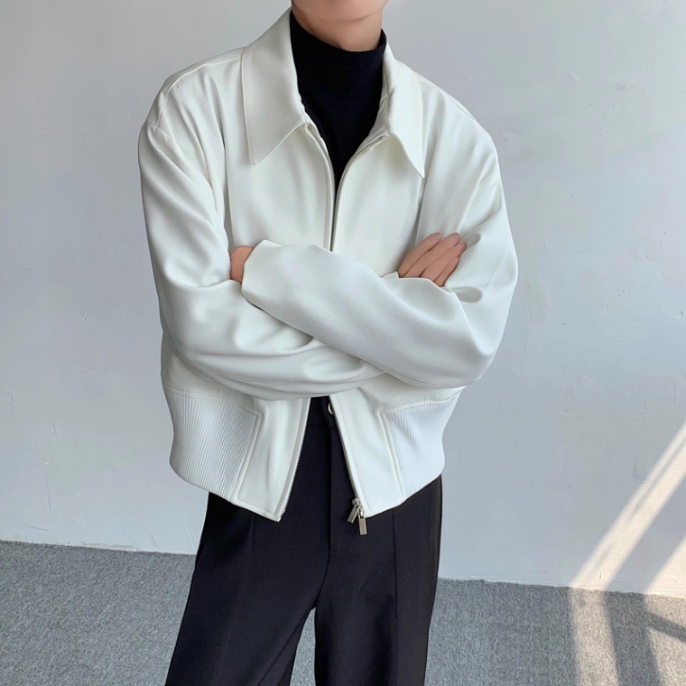Casual Solid Color Lapel Jacket, Loose And Trendy Short Silhouette Versatile Jacket_voghion.com
