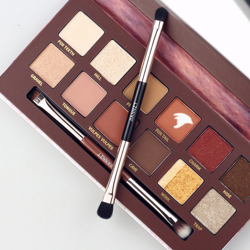 Diary Animal Eyeshadow Palette Same Style Double-ended Eyeshadow Brush Oblique Eyebrow Brush Blade Eyeliner Brush Spare Portable