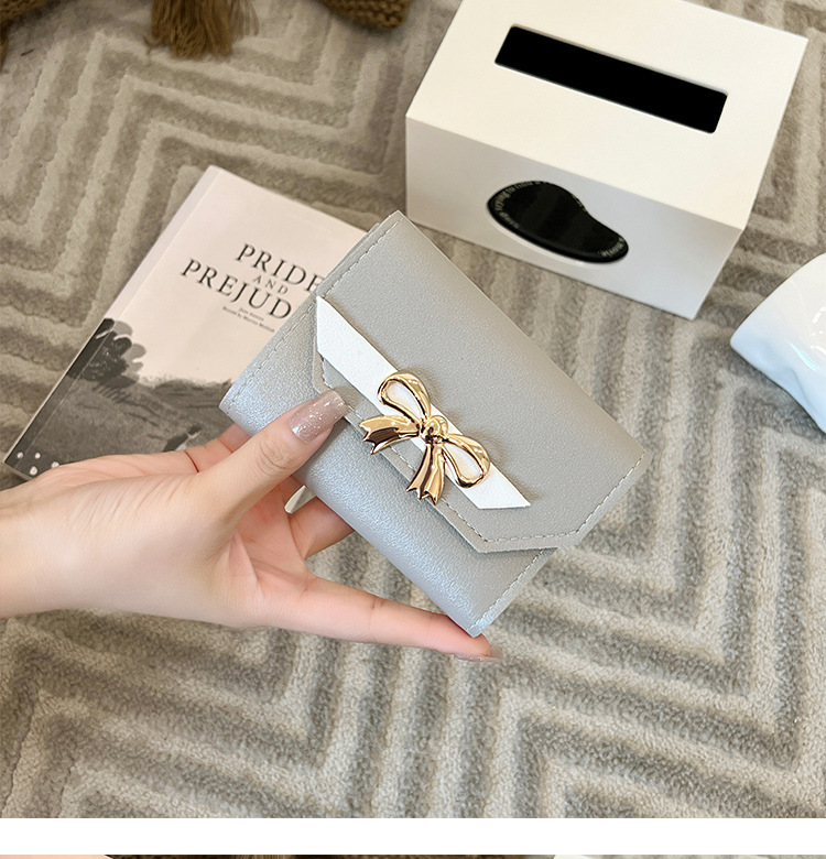 Daily Occasion Pu Leather Material Bow Knot Pattern Women's Bow Knot Pu Leather Lock Clasp Wallets