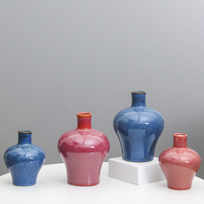 Florero de cerámica creativa moderna flor azul hogar sala de estar decoración hidropónica simulación flor seca titular de comercio exterior transfronterizo