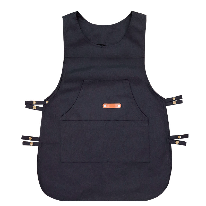 Amazon chaleco sin mangas chaleco leche té barista ropa de trabajo lienzo clip caballo delantal impermeable logo personalizado