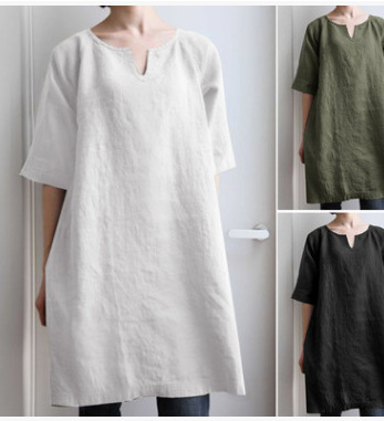 Solid color retro shirt for leisure