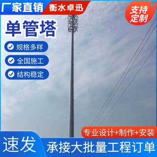 单管塔圆钢角钢信号塔单管避雷塔镀锌5G信号接收发射塔支持定制