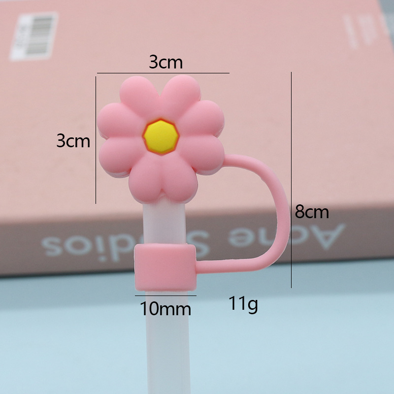 Nueva tapa de pajita de silicona 8-10mm linda muñeca de flores tapa a prueba de polvo se puede reciclar cubierta de pajita transfronteriza