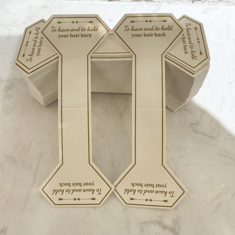 黄粉色项链卡纸现货发圈头绳对折挂卡饰品包装卡片LOGO印刷