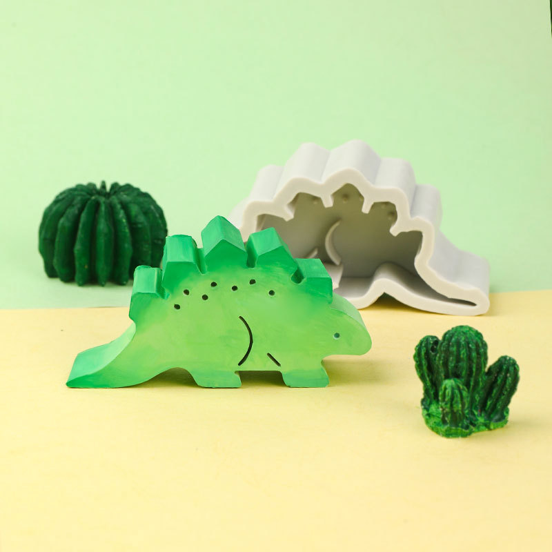Nuevo dinosaurio de la historieta jirafa y otros modelado silicona animal aromaterapia cristal gota plástico juguete molde vela