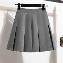 实拍灰色西装百褶裙女春秋季半身裙2025高腰显瘦小个子a字短裙