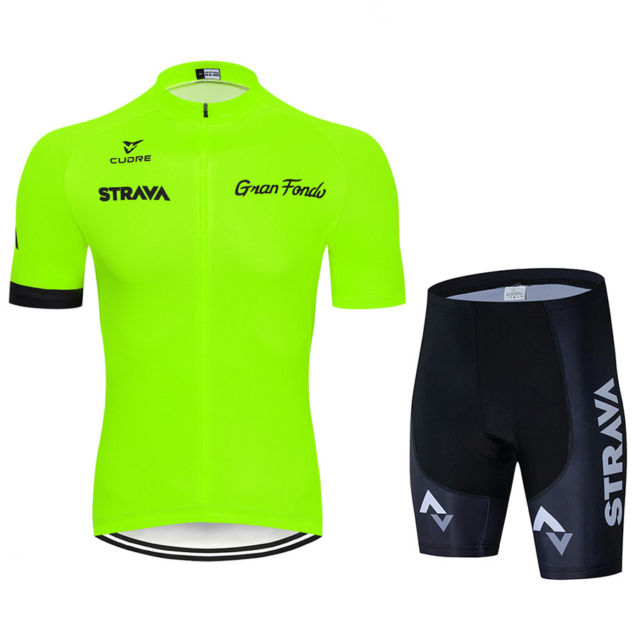 Conjunto de ropa de ciclismo STRAVA, tirantes cortos y camiseta de verano, transpirable y cómoda, lista para envío