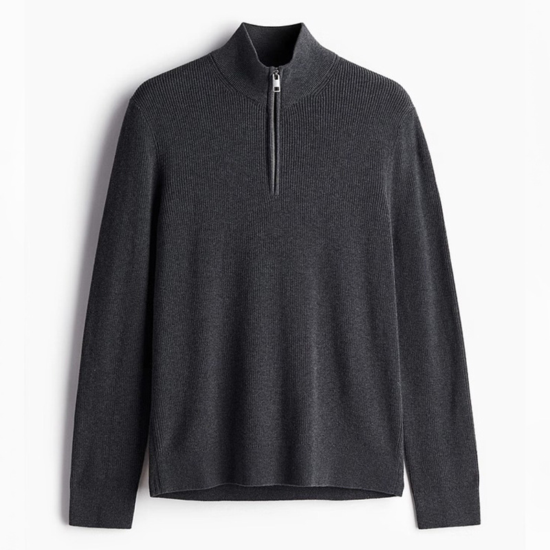 2026 Men's Knitwear Autumn Comfortable British Style Cotton Pullover Half-Zip Slim Fit Stand Collar Sweater