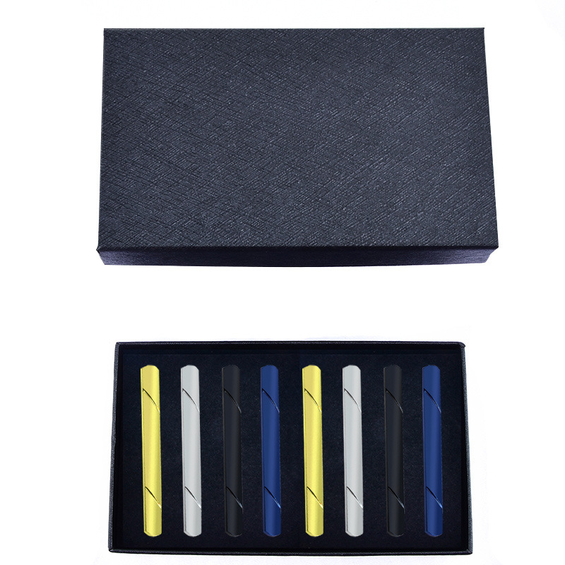 Tie Clip Copper Stainless Steel Electrophoresis Color Navy Blue Dark Blue Men's Silver Black And Golden Gift Box display picture 25