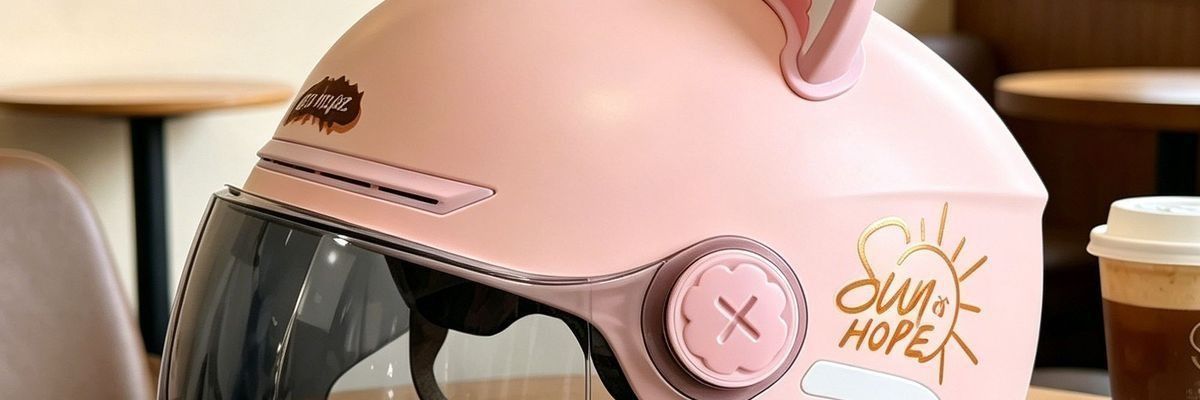 Men's Cute Cat Electric Motorcycle Helmet, National Standard Electric Scooter Safety Helmet, Suitable for All Seasons, Summer, with Ear Protection, New for Women, 3C Certified