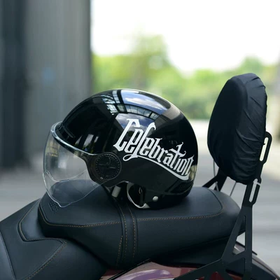standard, sun protection half helmet, Motosiklet kaskı (dəbilqə) - 3c-certification-black-letters-high-definition-transparent-short-lenses-3c-certification-one-size-fits-all-head-sizes-for-both-men-and-women-54-60cm