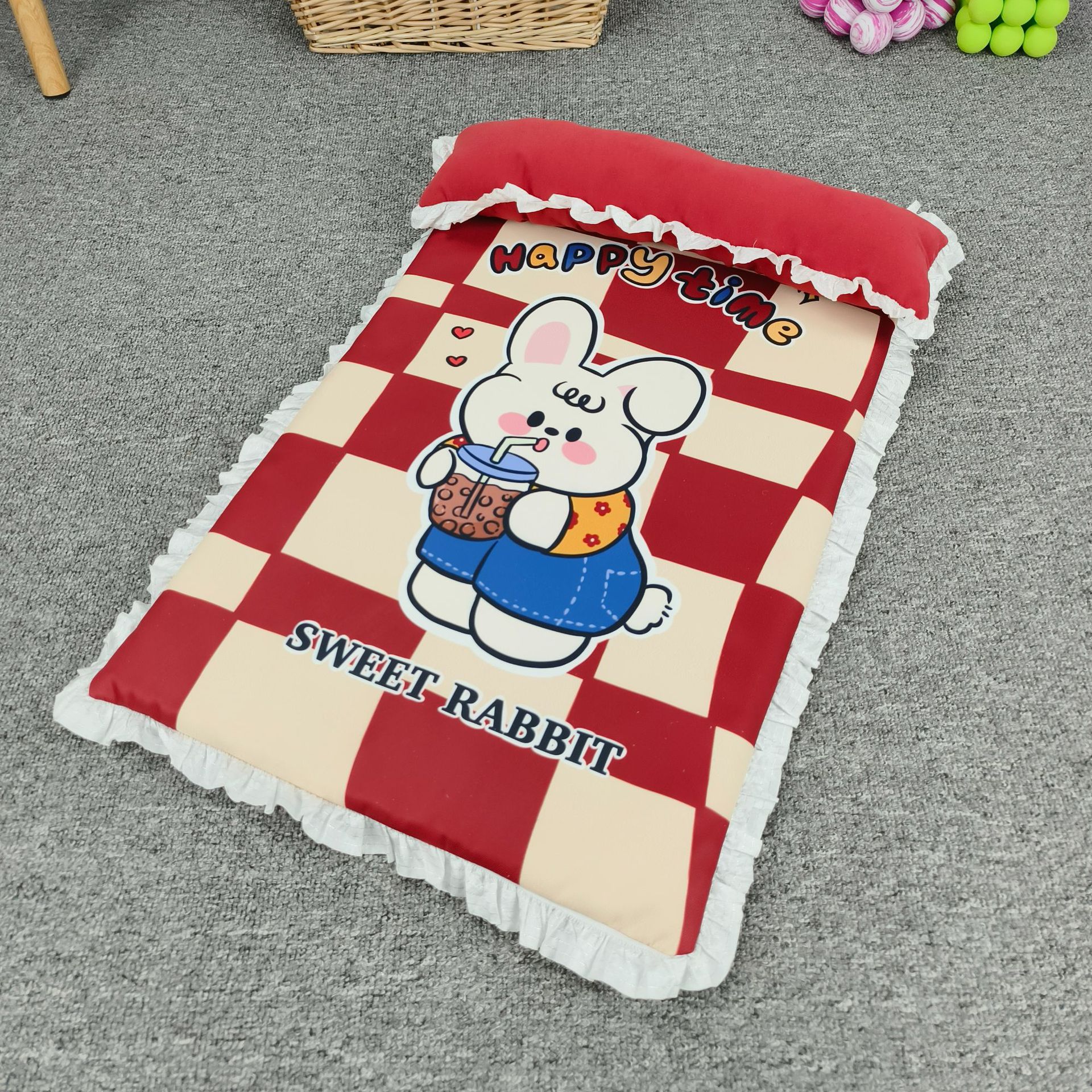 Verano dibujos animados japoneses poliéster algodón encaje cama cuadrada estera de verano tapete para gatos tapete para perros primavera y verano