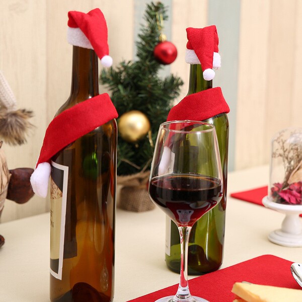 Christmas creative home supplies non -woven scarf+hat wine bottle…