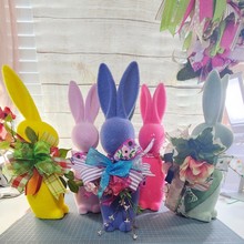 跨境复活节植绒兔子彩色泡沫仿真兔子复活节装饰场景布置道具礼物