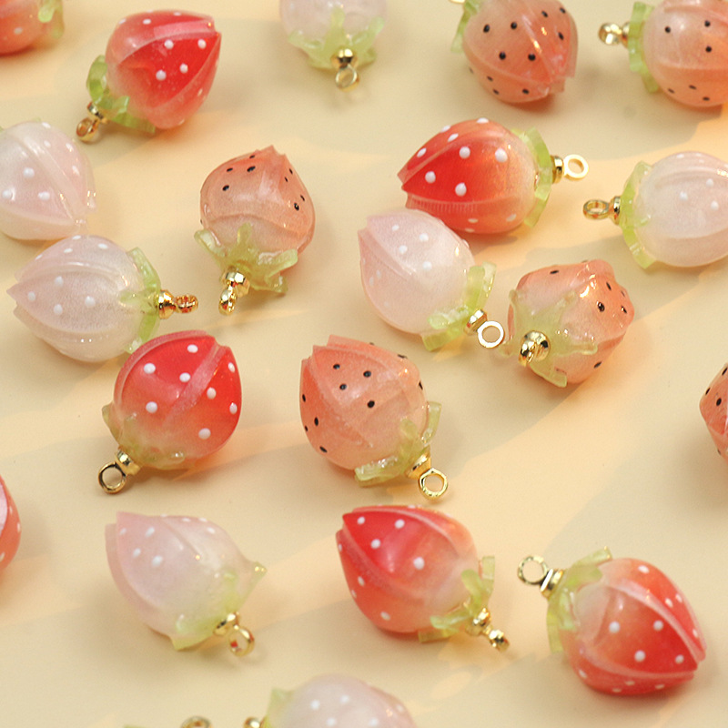 Pendant Jewelry Making Type 1 Piece 11 * 19mm Resin Strawberry Pendant