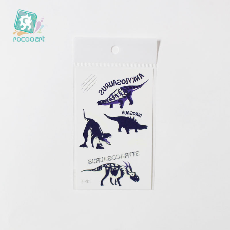Suministro transfronterizo nuevo dinosaurio luminoso tatuaje pegatinas niños dibujos animados diversión pegatinas luminosas pegatinas temporales del tatuaje