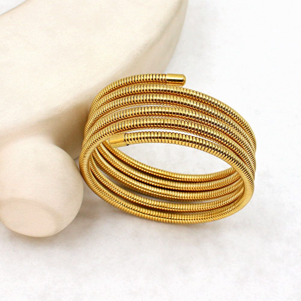 21g Weight PVD Coated Gold Plating Process 18K Gold, Real Gold Plated Plating Material 304 Stainless Steel Pendant Material Bangle Classification 304 Stainless Steel Chain Material 1 Piece Quantity Holiday, Daily Occasion 304 Stainless Steel Material Round Pattern Women's Gender Simple Style Style Waterproof Non Tarnish, Plating Craft PVD Coated 18K Gold Real Gold Plated Round 304 Stainless Steel Simple Style Waterproof Non Tarnish 304 Stainless Steel Bangle 4