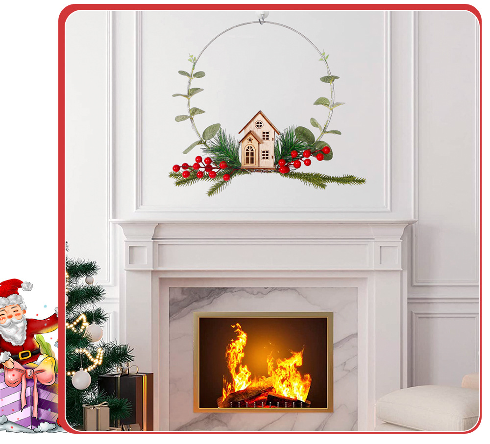 New Christmas simulation berry party supplies luminous house flower wreath decoration door hanging_voghion.com