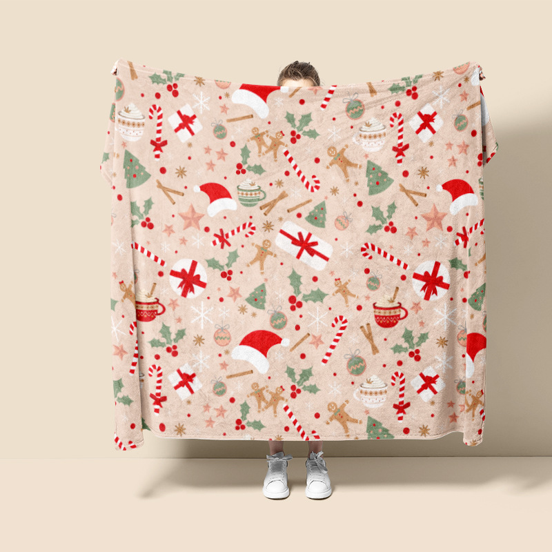 Navidad europea impresión digital franela mantas sofá suave mantas cálidas grandes cómodas al por mayor