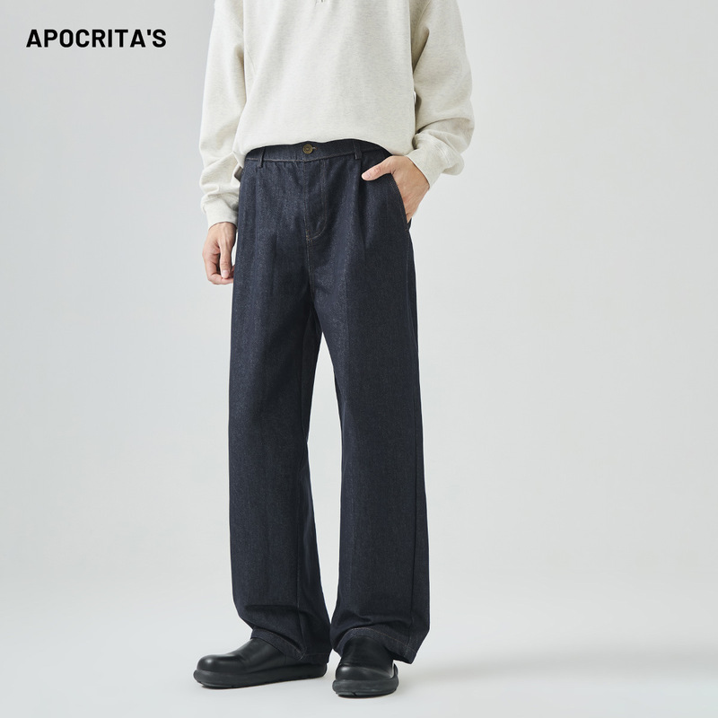 Apo Men's Clothing | Cross-Border Men's Jeans American High Street Autumn Trendy Brand Stylish Loose Straight Casual Long Pants