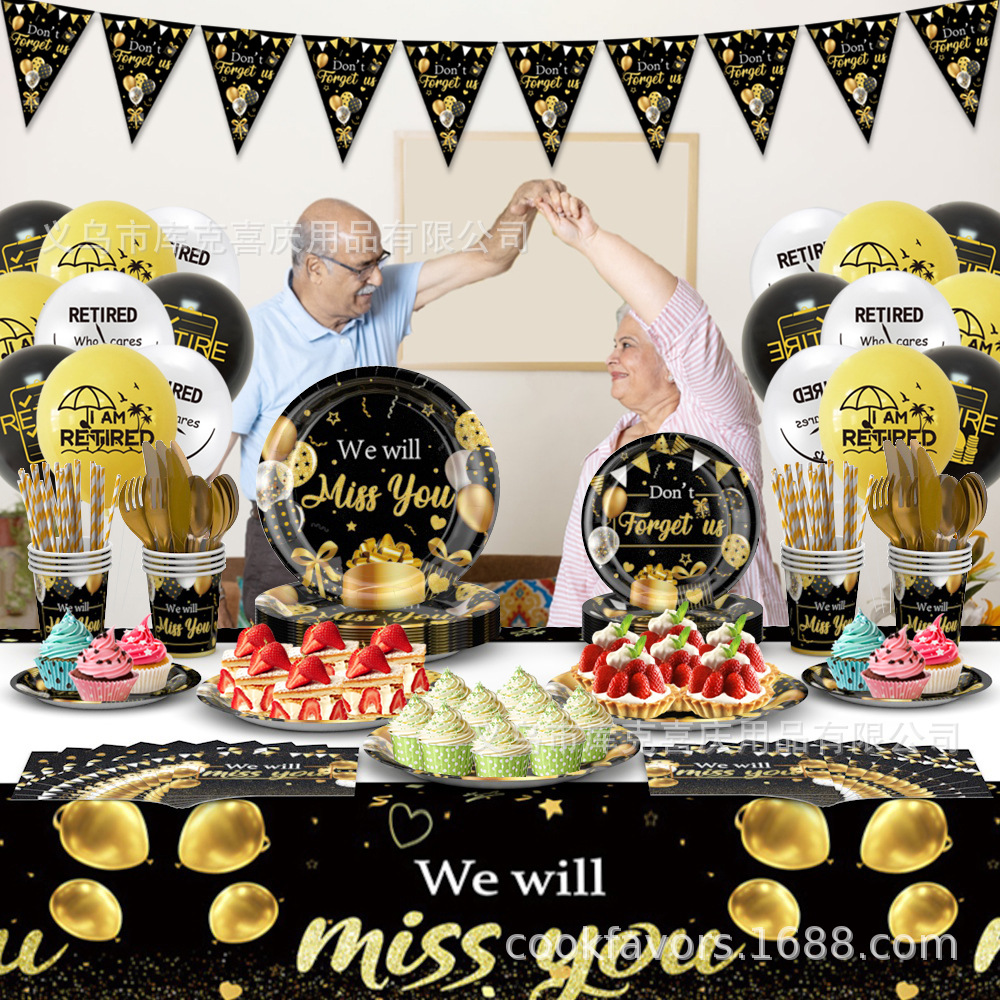Amazon Black Gold Jubilación Temática Decoración de la fiesta Plate de papel desechable tazas de papel toallas de papel set de decoración de platos