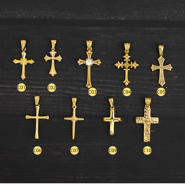 3g Weight Pendant Jewelry Making Type Real Gold Plated Plating Material 1 Piece Quantity Daily Occasion 304 Stainless Steel Material Cross Pattern All Seasons Season Unisex Gender Polished Finish Retro, Classic Style Style Waterproof Non Tarnish Craft 1 Piece 304 Stainless Steel Real Gold Plated Cross Polished Pendant 2