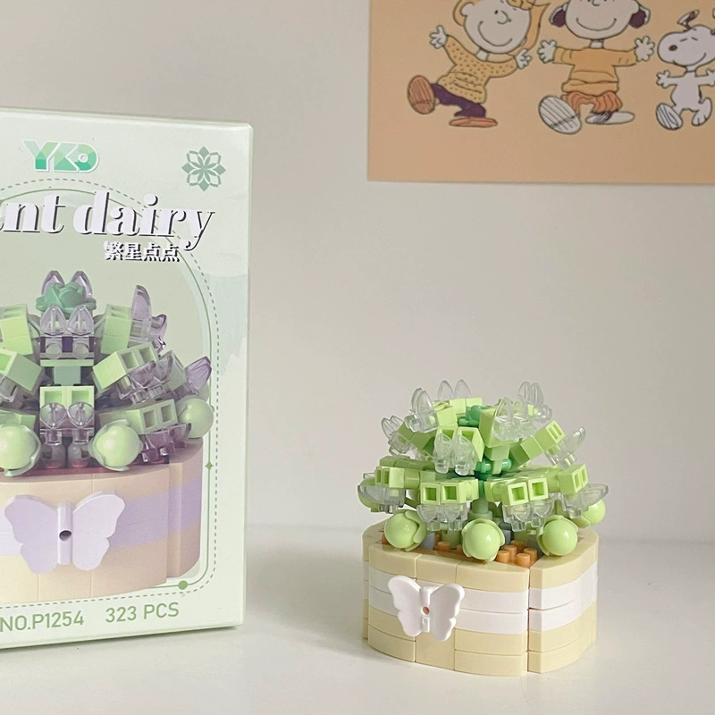 Конструктор (Diamond Horse) букет из кубиков DIY, миниатюрные цветы, подарок на день рождения