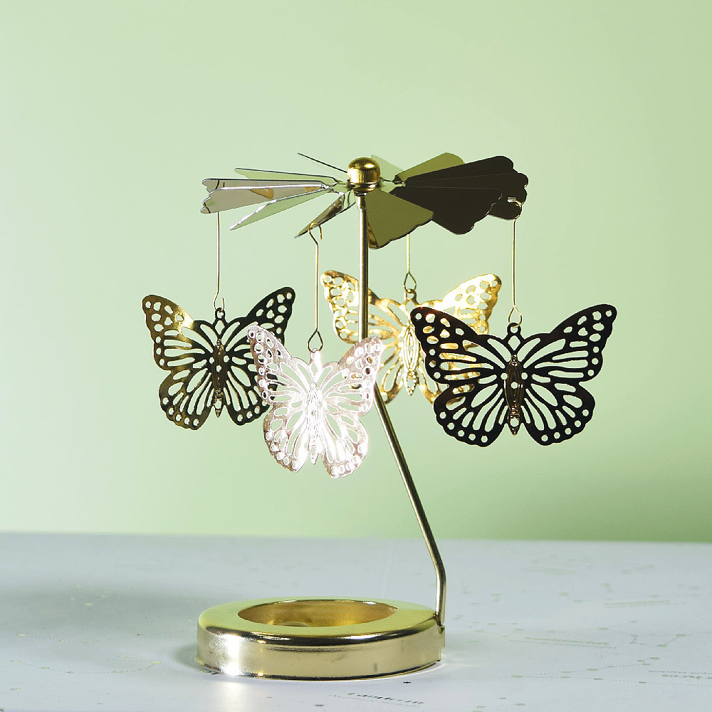 Profesional INS Amazon fabricante romántica aromaterapia vela de vidrio cubierta inteligente giratoria de acero inoxidable candelabro linterna