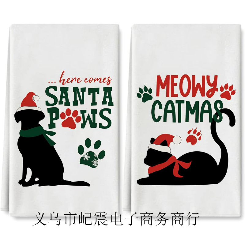 Christmas Kitchen Dish Towel Funny Cute Christmas Hand Drying Tea Towel Super Absorbent Holiday Cloth Towel for Cooking Baking