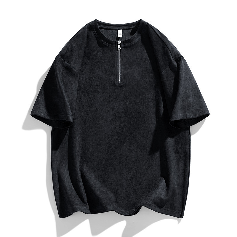 Camiseta de cuello redondo de camiseta de camiseta de manga corta de gamuz de moda de verano para hombres, camiseta de polo con semicirremela para niños, camiseta de camiseta de camiseta