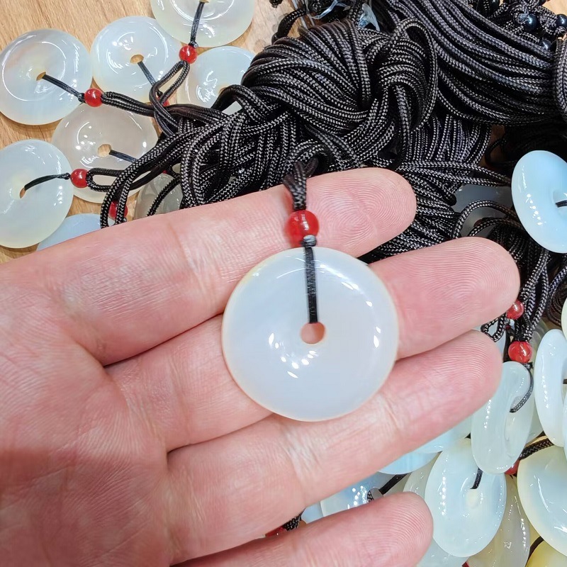 천연 칼세도니 안전 버클 직경 28mm 흰색