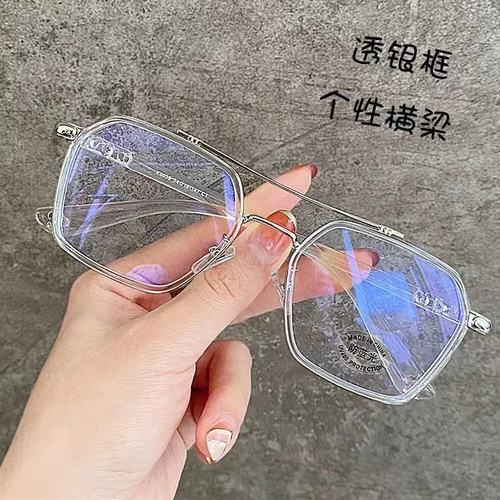 New double-beam William Chan's same style Crow anti-blue light glasses frames for men and women can be matched with color changing myopia wholesale