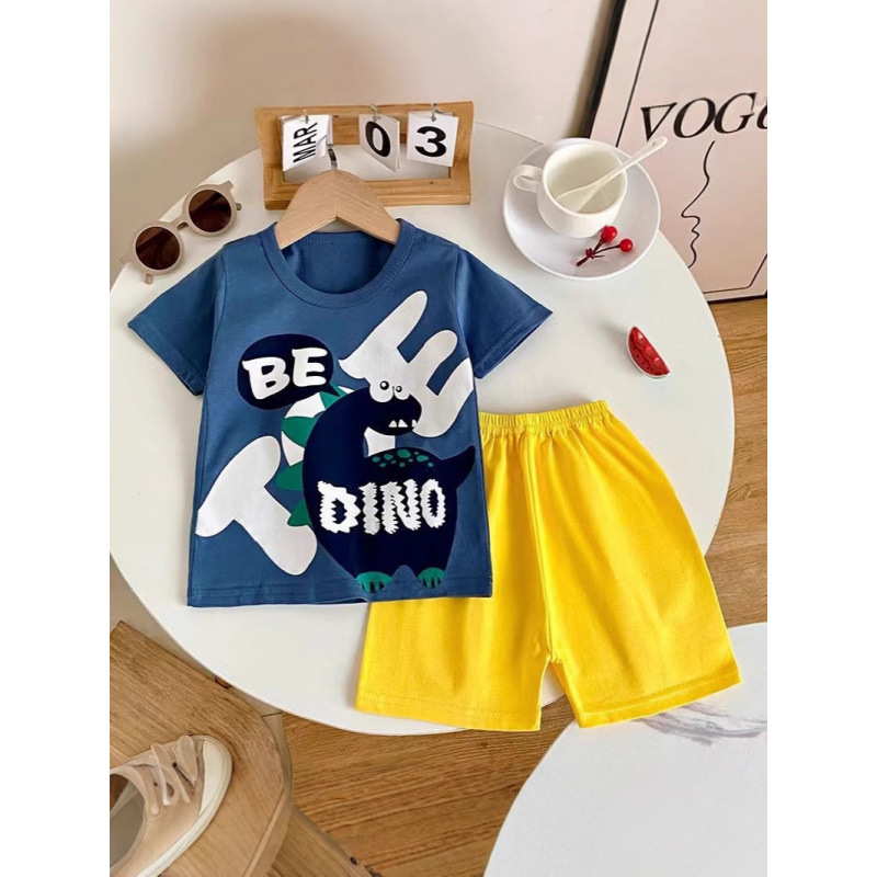Children's cotton T-shirt summer baby boys and girls baby short sleeve shorts suit baby half sleeve children's clothing wholesale