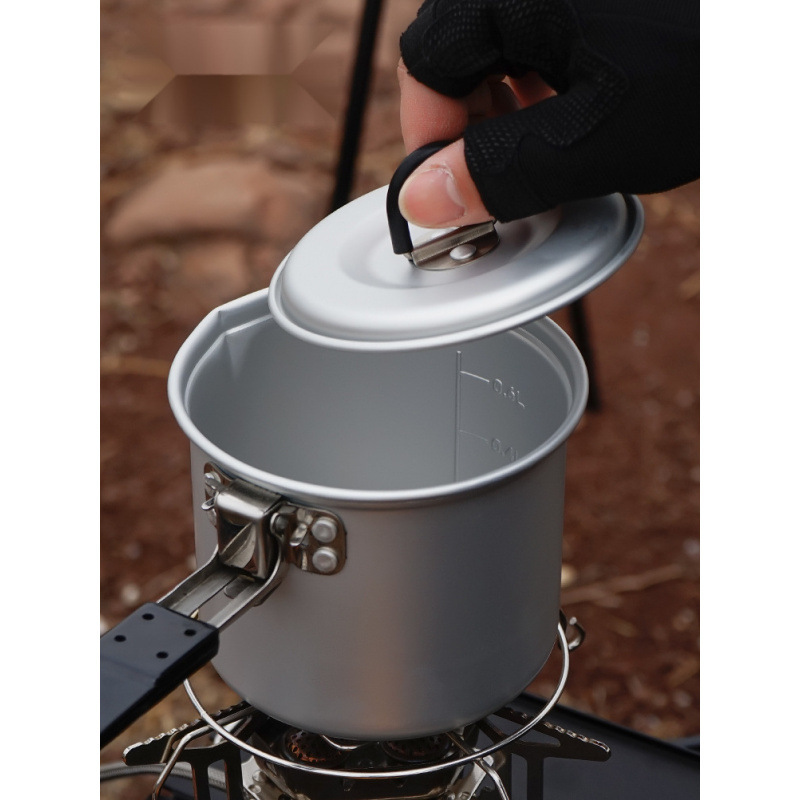 Small Milk Pot Outdoor Mountain Camping Portable Barbecue Boiling Water Tea Coffee Single Pot Self-Driving Folding Pot