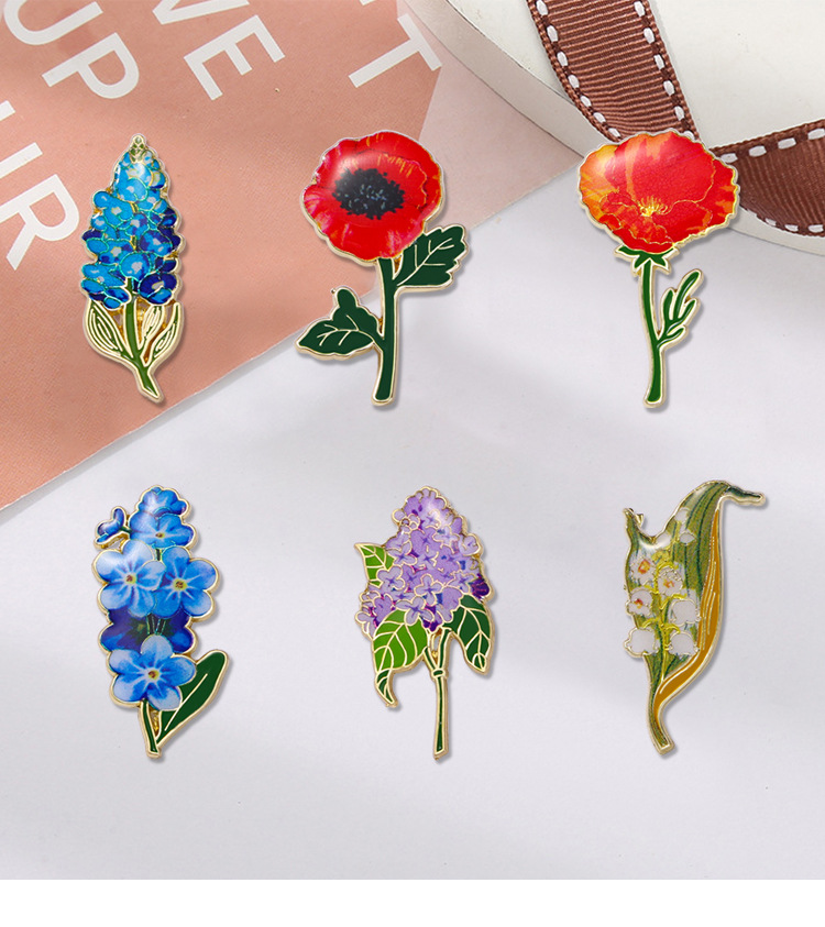 6g Weight Elegant Lady Pin Flower Alloy Enamel Unisex Brooches
