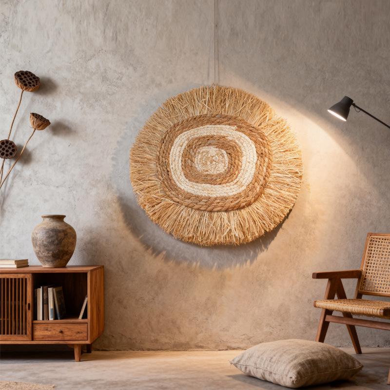 Bohemia pared de tela de paja natural pared decoración de pared accesorios de pared decoración de pared de sala de estar de alojamiento exclusiva transfronteriza
