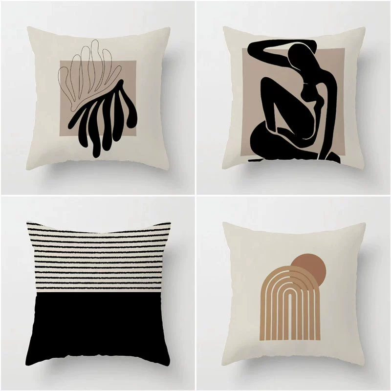 Nordic ins наволочка из персиковой кожи Геометрические линии коричневая наволочка для кровати и завтрака гостиная диван квадратная Подушка