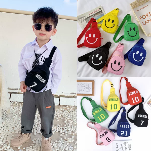 Cartoon Smiling Face Kidsren's Crossbody Bag Small Bag Korean Style Casual Kidsren's Chest Bag Male and Female Baby Small School Bag Wholesale