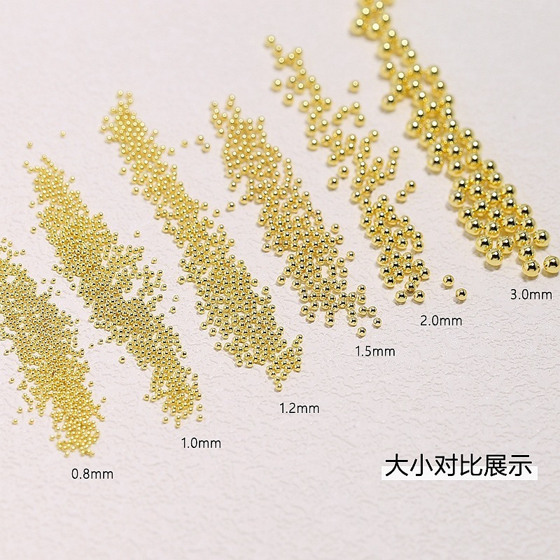 美甲迷你小钢珠日式diy手工指甲装饰品0.4mm金色银色小圆珠百搭|undefined