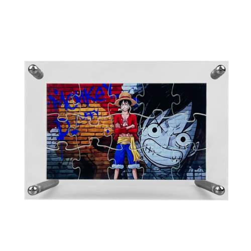 Custom Acrylic Puzzle Picture Frame, Desktop Photo Mounting Frame with Stand, Transparent Acrylic Puzzle Picture Frame