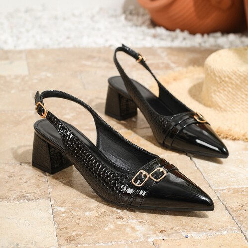 European-size pointed-toe back-strap open-toe women's sandals—new European and American-style chunky-heeled high heels