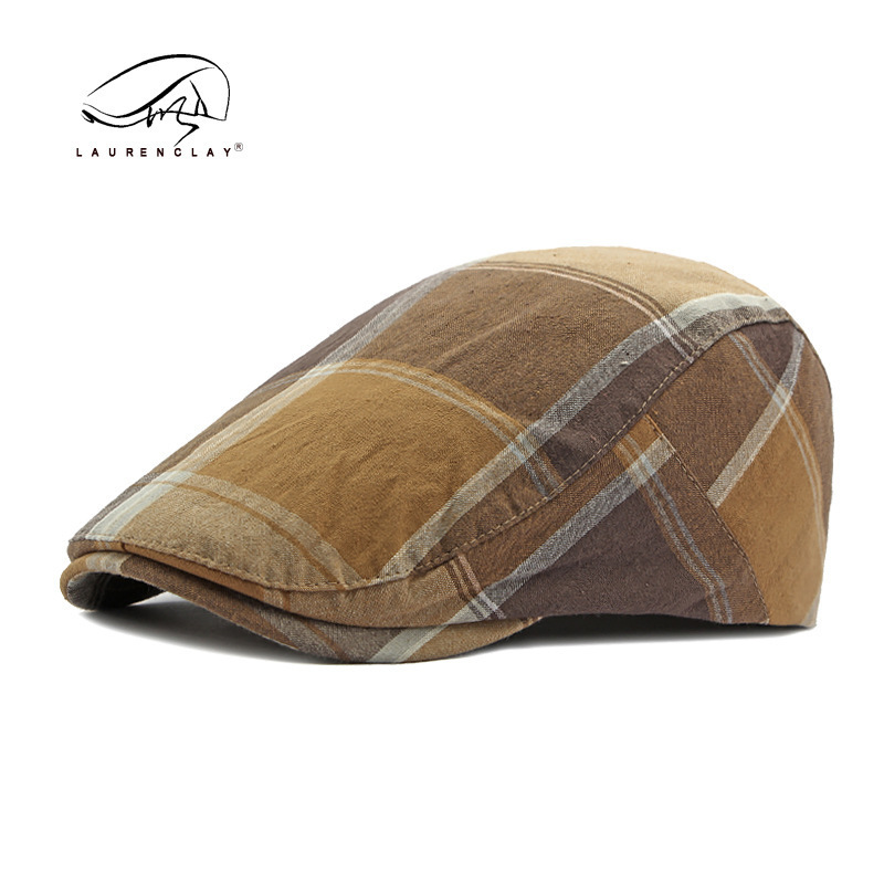 Korean Style Fashion Plaid Beret for Women, Spring and Summer Thin Versatile Artistic Retro Newsboy Cap for Men, British Forward Cap